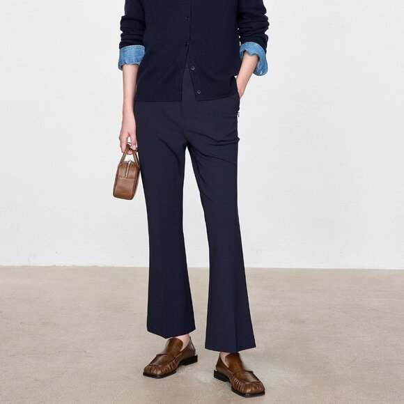 CHICJOC Navy High-Waist Tailored Cropped Pants — in Navy Size 40 - Picture 2 of 16